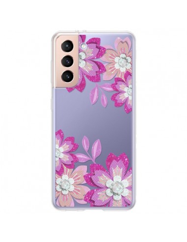 Coque Samsung Galaxy S21 Plus 5G Winter Flower Rose, Fleurs d'Hiver Transparente - Sylvia Cook
