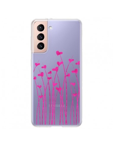 Coque Samsung Galaxy S21 Plus 5G Love in Pink Amour Rose Fleur Transparente - Sylvia Cook