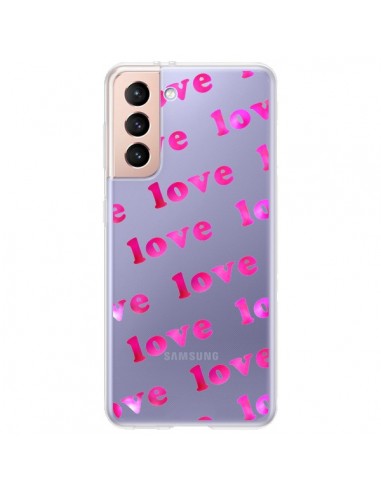 Coque Samsung Galaxy S21 Plus 5G Pink Love Rose Transparente - Sylvia Cook