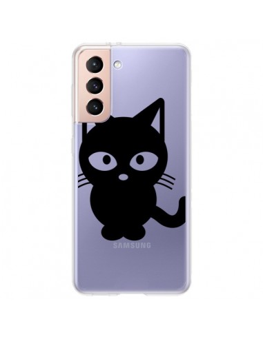 Coque Samsung Galaxy S21 Plus 5G Chat Noir Cat Transparente - Yohan B.