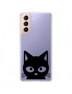 Coque Samsung Galaxy S21 Plus 5G Tête Chat Noir Cat...