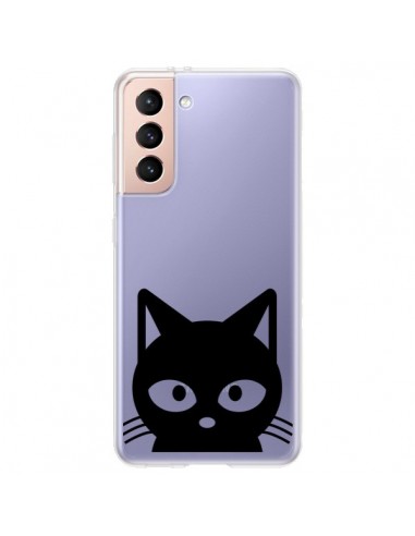 Coque Samsung Galaxy S21 Plus 5G Tête Chat Noir Cat Transparente - Yohan B.
