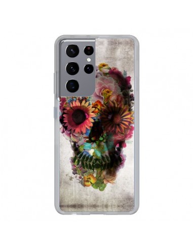 Coque Samsung Galaxy S21 Ultra et S30 Ultra Skull Flower Tête de Mort - Ali Gulec