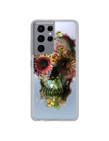Coque Samsung Galaxy S21 Ultra et S30 Ultra Skull Flower Tête de Mort Transparente - Ali Gulec