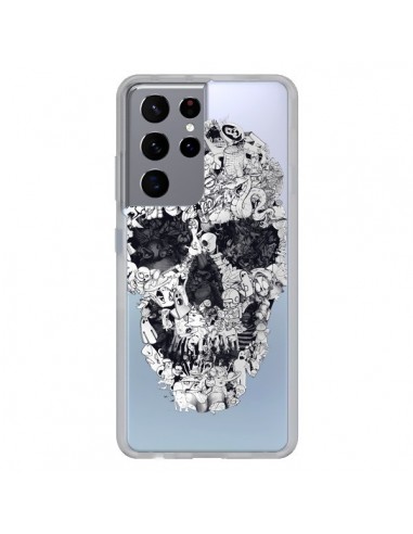 Coque Samsung Galaxy S21 Ultra et S30 Ultra Doodle Skull Dessin Tête de Mort Transparente - Ali Gulec