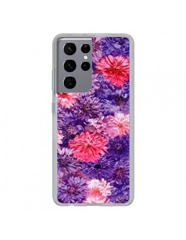 Coque Samsung Galaxy S21 Ultra et S30 Ultra Fleurs Violettes Flower Storm - Asano Yamazaki