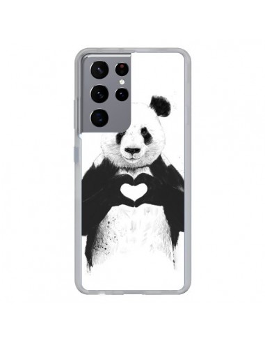 Coque Samsung Galaxy S21 Ultra et S30 Ultra Panda Amour All you need is love - Balazs Solti