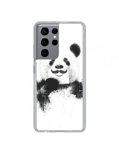 Coque Samsung Galaxy S21 Ultra et S30 Ultra Funny Panda Moustache Movember - Balazs Solti