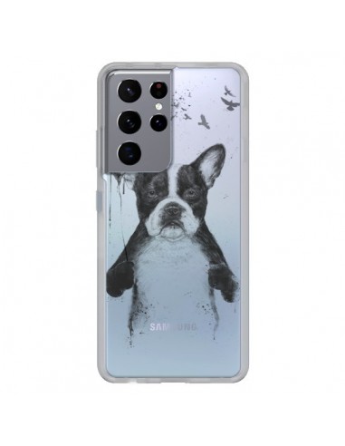 Coque Samsung Galaxy S21 Ultra et S30 Ultra Love Bulldog Dog Chien Transparente - Balazs Solti