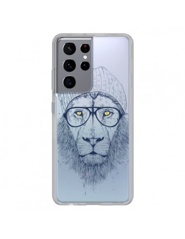 Coque Samsung Galaxy S21 Ultra et S30 Ultra Cool Lion Swag Lunettes Transparente - Balazs Solti