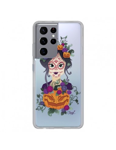 Coque Samsung Galaxy S21 Ultra et S30 Ultra Femme Closed Eyes Santa Muerte Transparente - Chapo