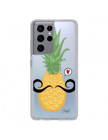 Coque Samsung Galaxy S21 Ultra et S30 Ultra Ananas Moustache Transparente - Chapo