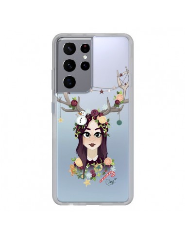 Coque Samsung Galaxy S21 Ultra et S30 Ultra Christmas Girl Femme Noel Bois Cerf Transparente - Chapo