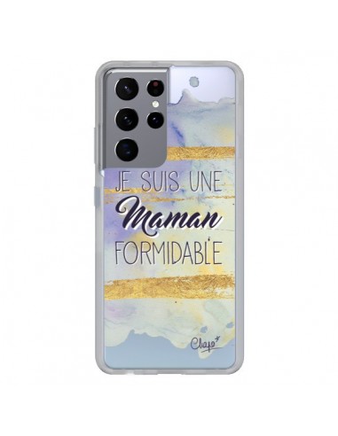 Coque Samsung Galaxy S21 Ultra et S30 Ultra Je suis une Maman Formidable Violet Transparente - Chapo