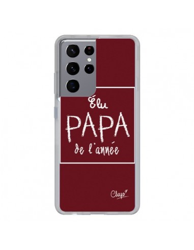 Coque Samsung Galaxy S21 Ultra et S30 Ultra Elu Papa de l'Année Rouge Bordeaux - Chapo