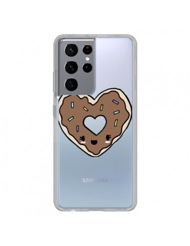 Coque Samsung Galaxy S21 Ultra et S30 Ultra Donuts Heart Coeur Chocolat Transparente - Claudia Ramos