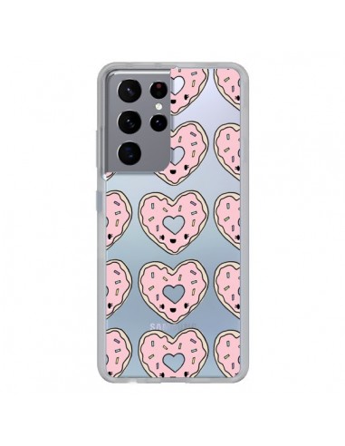 Coque Samsung Galaxy S21 Ultra et S30 Ultra Donuts Heart Coeur Rose Pink Transparente - Claudia Ramos