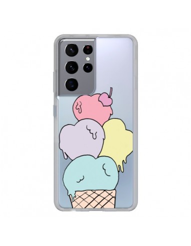 Coque Samsung Galaxy S21 Ultra et S30 Ultra Ice Cream Glace Summer Ete Coeur Transparente - Claudia Ramos