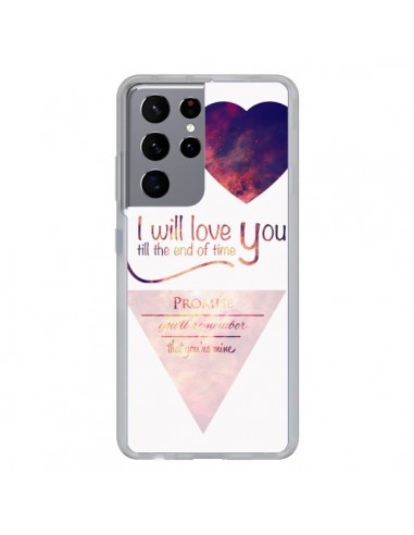 Coque Samsung Galaxy S21 Ultra et S30 Ultra I will love you until the end Coeurs - Eleaxart