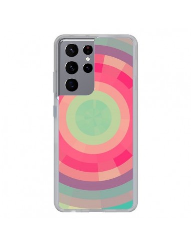 Coque Samsung Galaxy S21 Ultra et S30 Ultra Spirale de Couleurs Rose Vert - Eleaxart