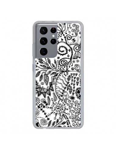 Coque Samsung Galaxy S21 Ultra et S30 Ultra Azteque Blanc et Noir - Eleaxart