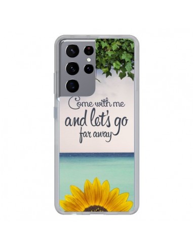 Coque Samsung Galaxy S21 Ultra et S30 Ultra Let's Go Far Away Flower Fleur Tournesol - Eleaxart