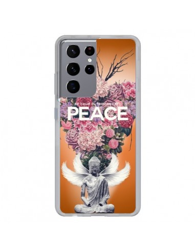 Coque Samsung Galaxy S21 Ultra et S30 Ultra Peace Fleurs Buddha - Eleaxart