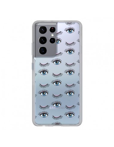 Coque Samsung Galaxy S21 Ultra et S30 Ultra Eyes Oeil Yeux Bleus Mosaïque Transparente -  Léa Clément