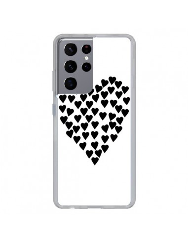 Coque Samsung Galaxy S21 Ultra et S30 Ultra Coeur en coeurs noirs - Project M