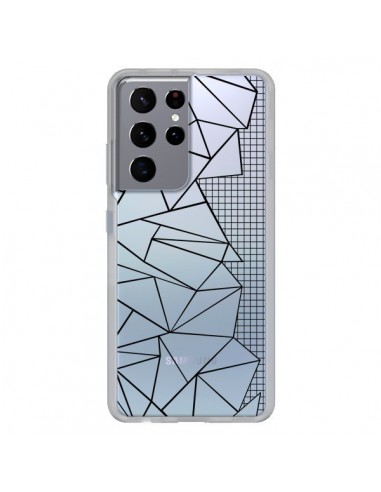 Coque Samsung Galaxy S21 Ultra et S30 Ultra Lignes Grilles Side Grid Abstract Noir Transparente - Project M