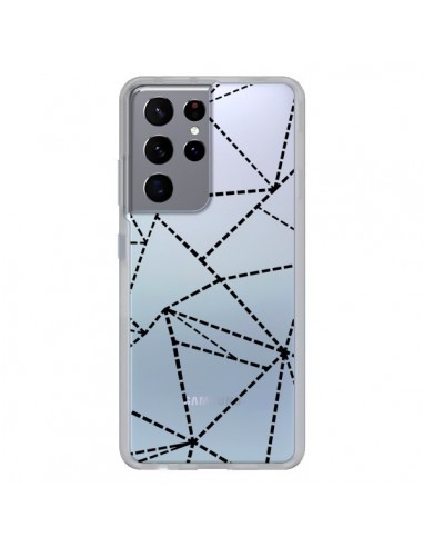 Coque Samsung Galaxy S21 Ultra et S30 Ultra Lignes Points Abstract Noir Transparente - Project M