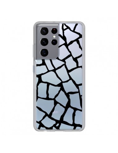 Coque Samsung Galaxy S21 Ultra et S30 Ultra Girafe Mosaïque Noir Transparente - Project M