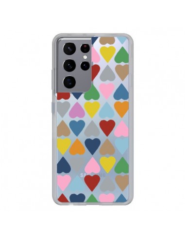 Coque Samsung Galaxy S21 Ultra et S30 Ultra Coeurs Heart Couleur Transparente - Project M