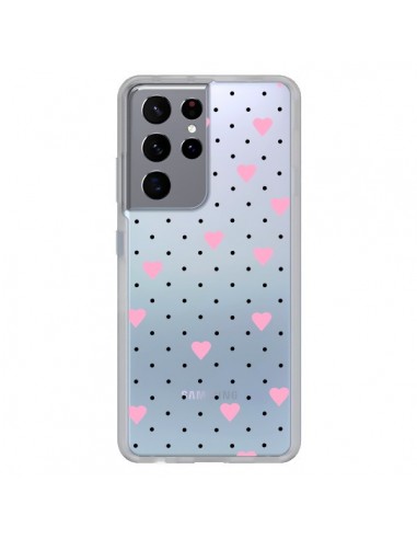 Coque Samsung Galaxy S21 Ultra et S30 Ultra Point Coeur Rose Pin Point Heart Transparente - Project M