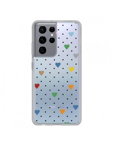 Coque Samsung Galaxy S21 Ultra et S30 Ultra Point Coeur Coloré Pin Point Heart Transparente - Project M