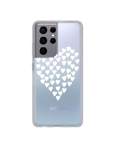 Coque Samsung Galaxy S21 Ultra et S30 Ultra Coeurs Heart Love Blanc Transparente - Project M