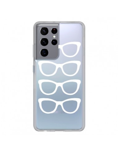 Coque Samsung Galaxy S21 Ultra et S30 Ultra Sunglasses Lunettes Soleil Blanc Transparente - Project M