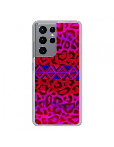 Coque Samsung Galaxy S21 Ultra et S30 Ultra Tribal Leopard Rouge - Ebi Emporium