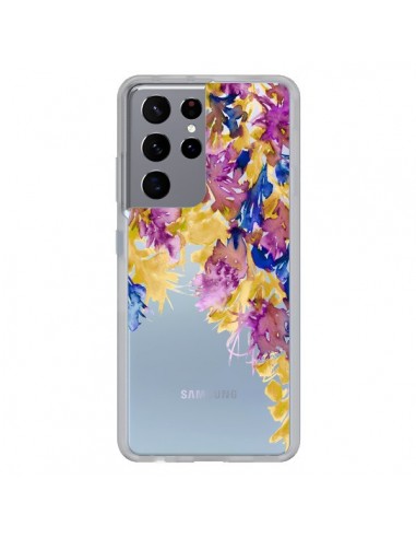 Coque Samsung Galaxy S21 Ultra et S30 Ultra Cascade Florale Transparente - Ebi Emporium