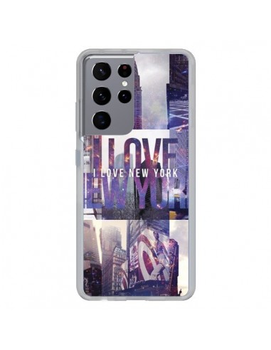 Coque Samsung Galaxy S21 Ultra et S30 Ultra I love New Yorck City violet - Javier Martinez