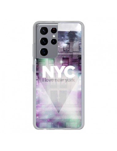 Coque Samsung Galaxy S21 Ultra et S30 Ultra I Love New York City Violet Vert - Javier Martinez