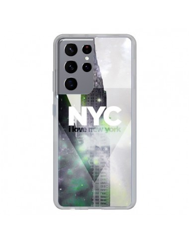 Coque Samsung Galaxy S21 Ultra et S30 Ultra I Love New York City Gris Violet Vert - Javier Martinez