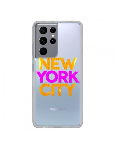 Coque Samsung Galaxy S21 Ultra et S30 Ultra New York City NYC Orange Rose Transparente - Javier Martinez