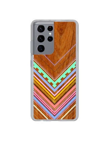 Coque Samsung Galaxy S21 Ultra et S30 Ultra Azteque Arbutus Pastel Bois Aztec Tribal - Jenny Mhairi