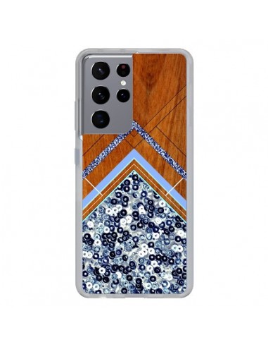 Coque Samsung Galaxy S21 Ultra et S30 Ultra Sequin Geometry Bois Azteque Aztec Tribal - Jenny Mhairi