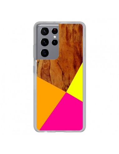 Coque Samsung Galaxy S21 Ultra et S30 Ultra Wooden Colour Block Bois Azteque Aztec Tribal - Jenny Mhairi