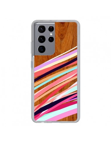 Coque Samsung Galaxy S21 Ultra et S30 Ultra Wooden Waves Coral Bois Azteque Aztec Tribal - Jenny Mhairi