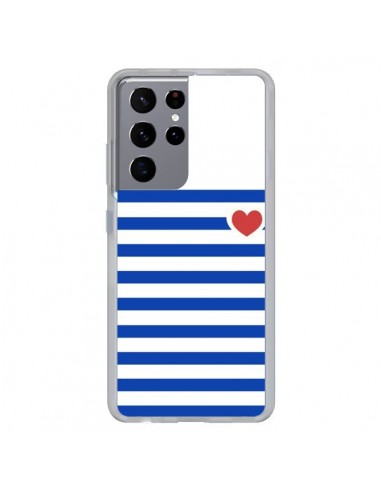 Coque Samsung Galaxy S21 Ultra et S30 Ultra Mariniere Coeur - Jonathan Perez