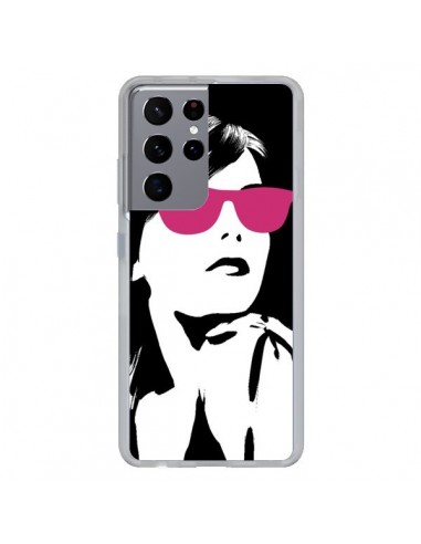 Coque Samsung Galaxy S21 Ultra et S30 Ultra Fille Lunettes Roses - Jonathan Perez