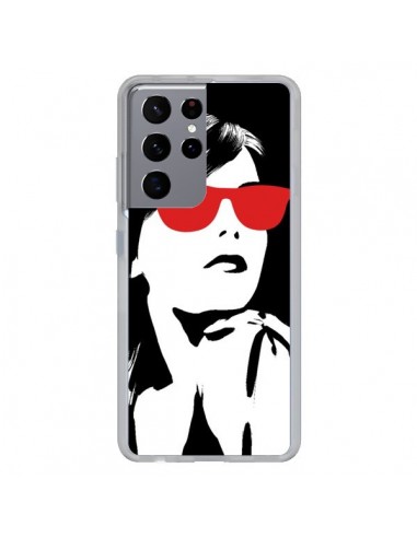 Coque Samsung Galaxy S21 Ultra et S30 Ultra Fille Lunettes Rouges - Jonathan Perez